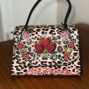 NWT Ed Hardy Cheetah Print Love Mini Crossbody Bag